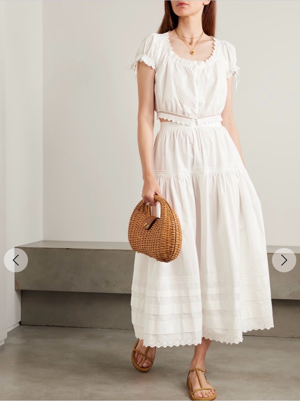 Doen Sebastiane crochet-trimmed organic cotton-poplin midi skirt